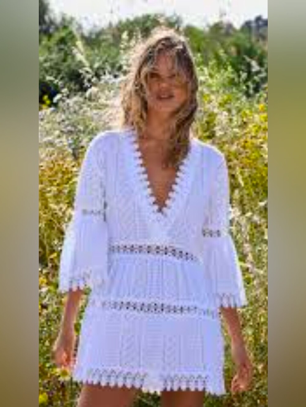 Melissa Odabash Victoria Broderie Anglaise Kaftan White M - Picture 3 of 11